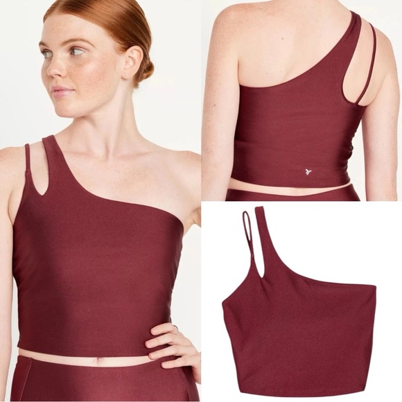 Old Navy One-Shoulder Sports Bra tank  in Burgundy size large - Picture 1 of 1